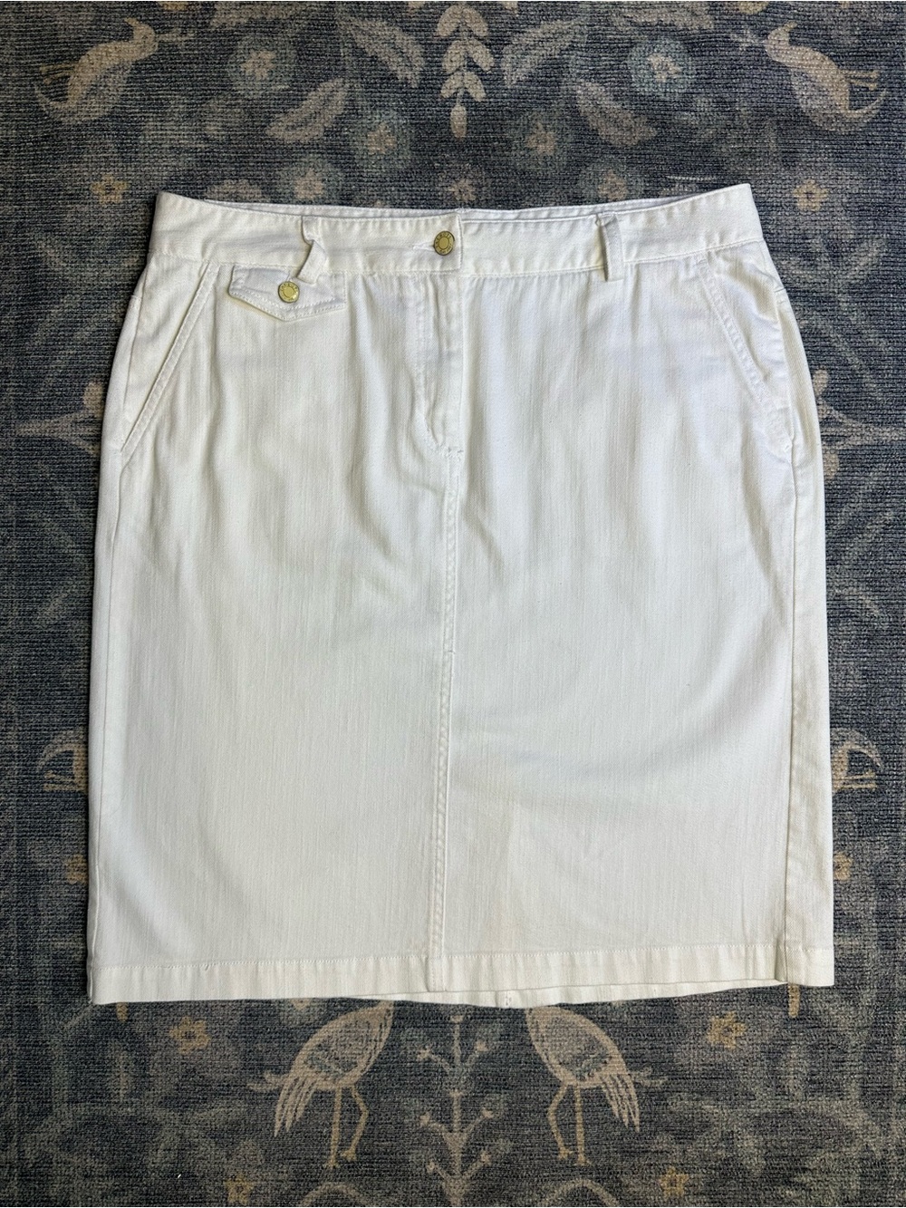 Talbots White Denim Pencil Skirt with Pockets Sz 14